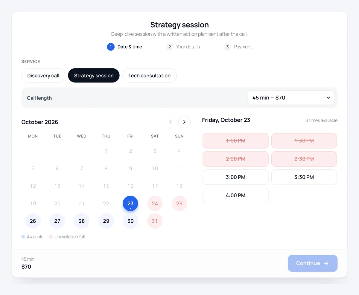 MidZoom booking form